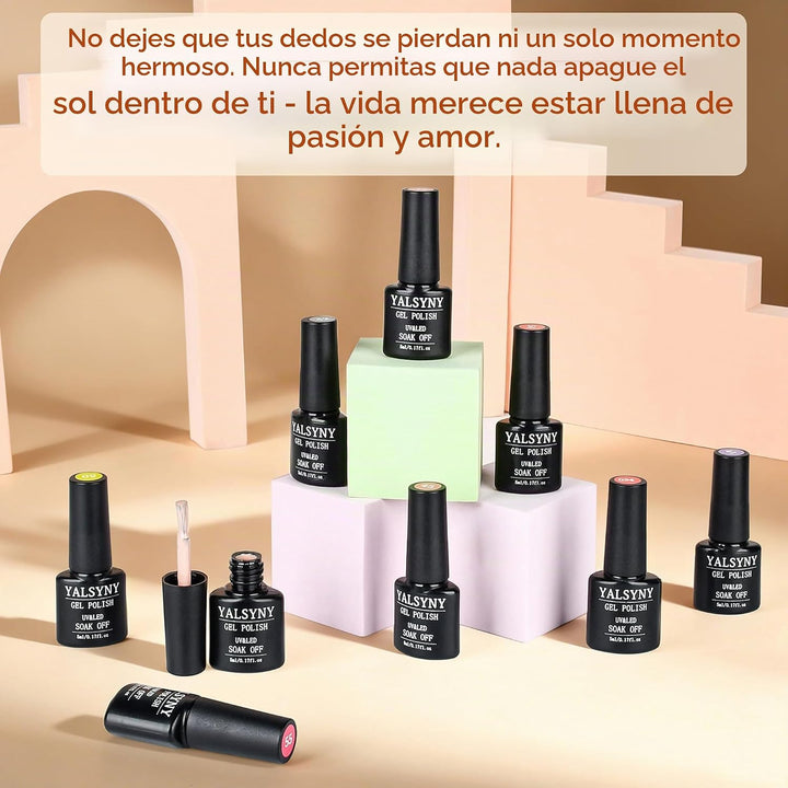 YALSYNY Juego de 60 esmaltes de uñas de gel, 55 colores con capa ba...