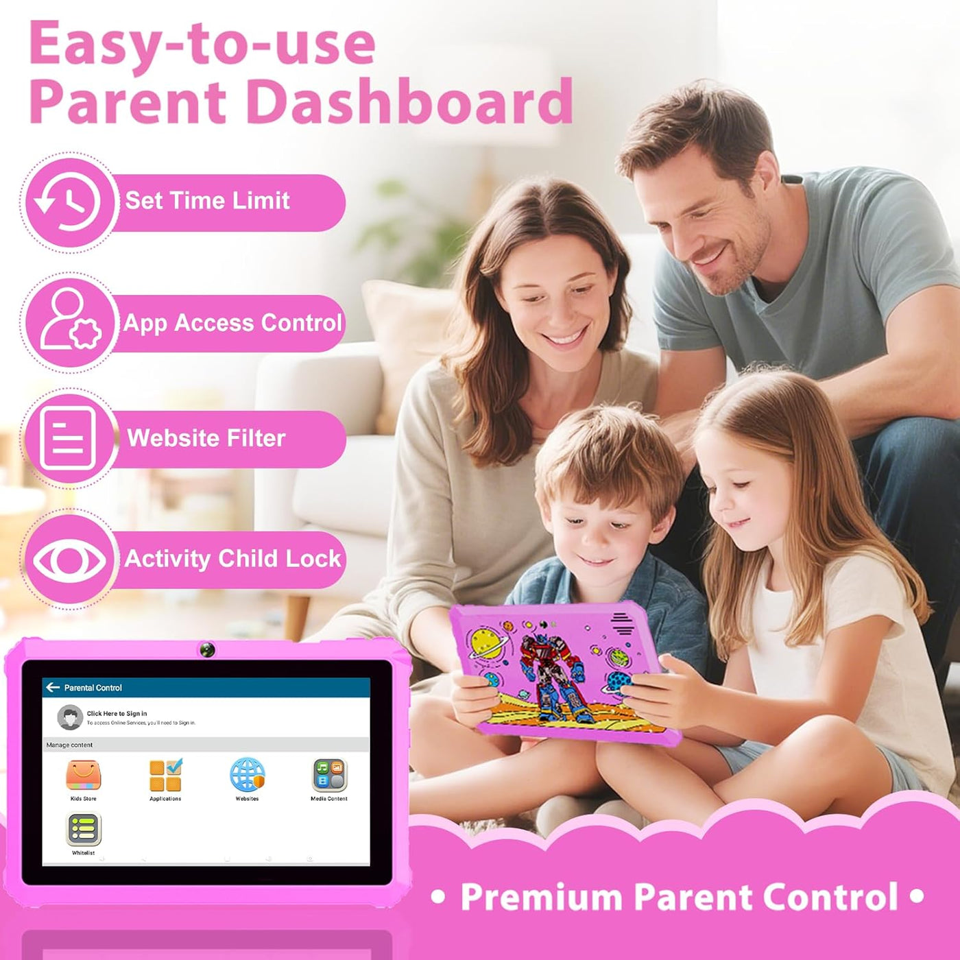 Tablet para niños de 7 pulgadas, tableta para niños pequeños para n...
