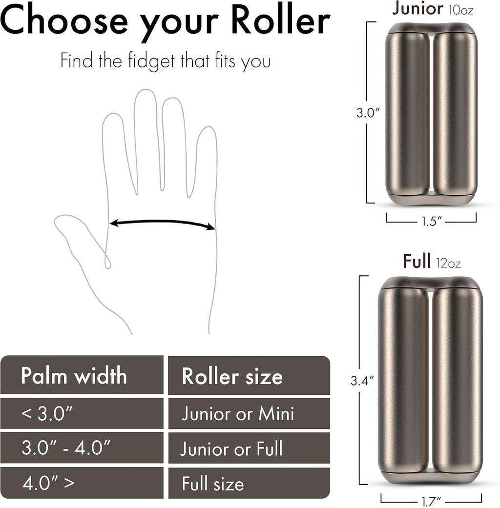 ONO Roller - Juguete antiestrés de mano para adultos | Ayuda a aliviar el estrés, la ansiedad, la tensión | Promueve la concentración, la claridad | Diseño compacto y portátil (titanio, tamaño junior