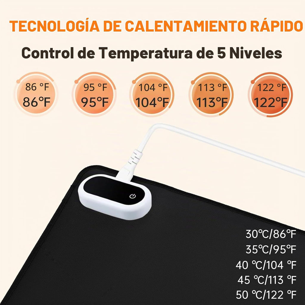 Alfombrilla de Escritorio Calefactable, 31.5 x 13 pulg. Alfombrilla Calefactable para Mouse y Escritorio, negro