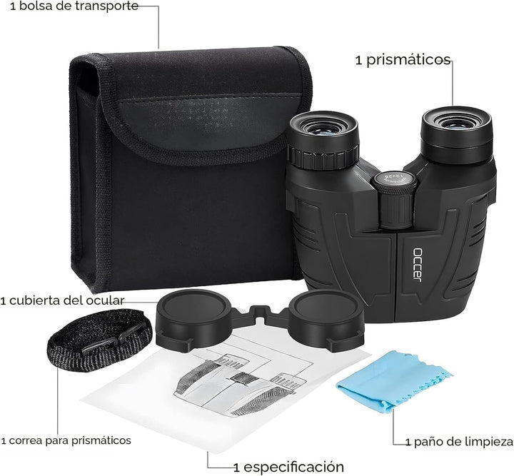 Occer Prismáticos compactos de 12 x 25 para adultos y