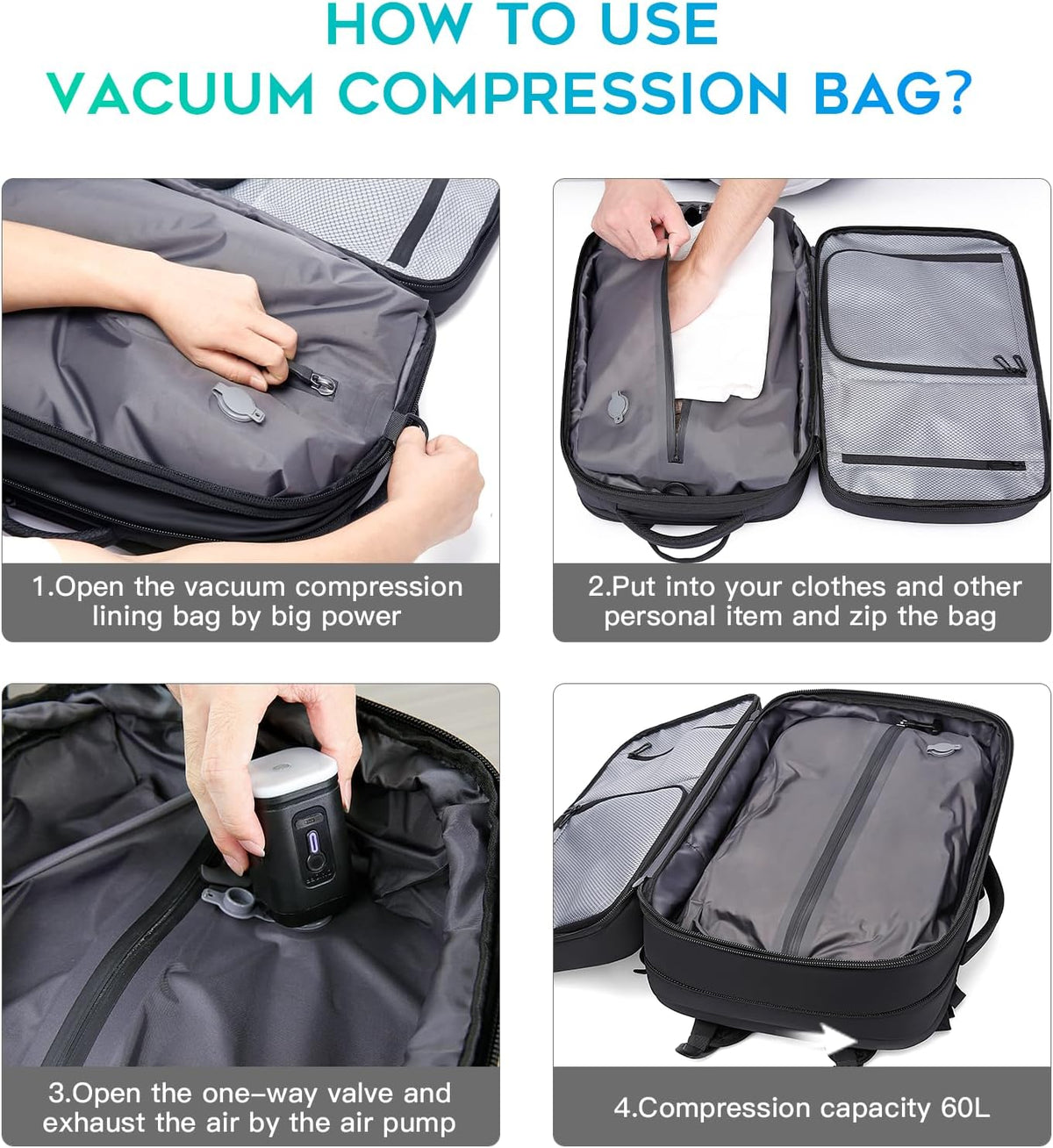 Mochila de vacío de aire BANGE, Negro