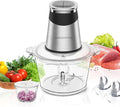 MEGAWISE Procesador de alimentos con potente motor de núcleo de cobre de 500 W, picadora eléctrica de alimentos con picadora de carne y picadora de verduras, 2 cuencos (cuencos de vidrio de 0.6 L y 3 L), cuchillas de doble capa para frutas/carne/nueces