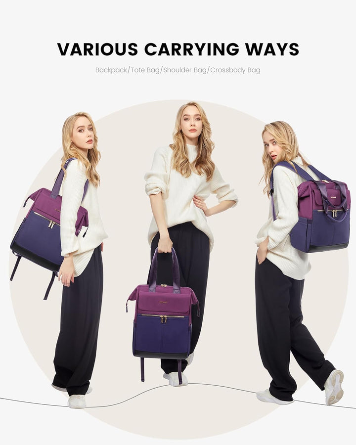 LOVEVOOK Mochila para laptop para mujer, mochila de trabajo convert...