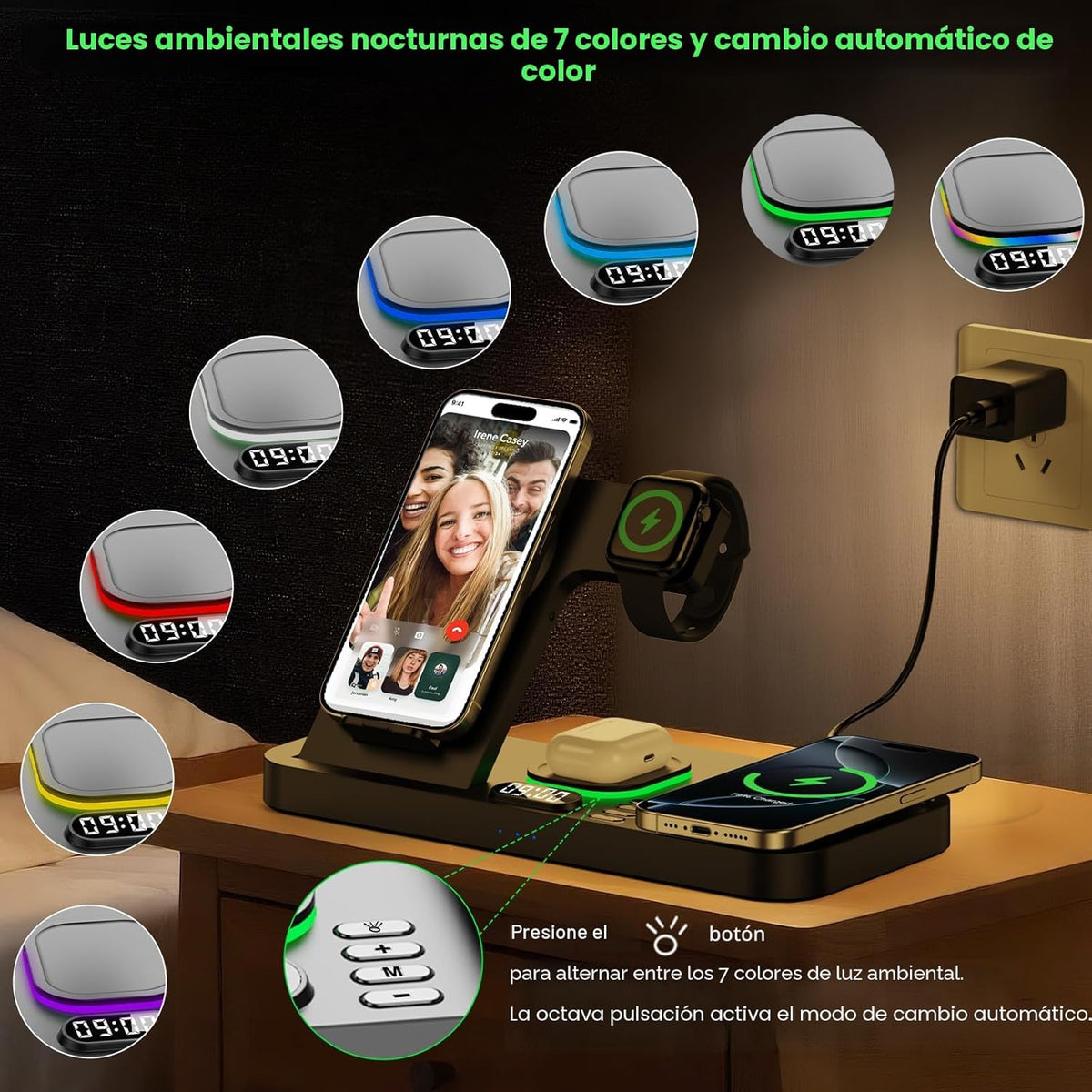 Estación de carga inalámbrica plegable del teléfono dual para el uso de Apple, de la pareja y de la familia