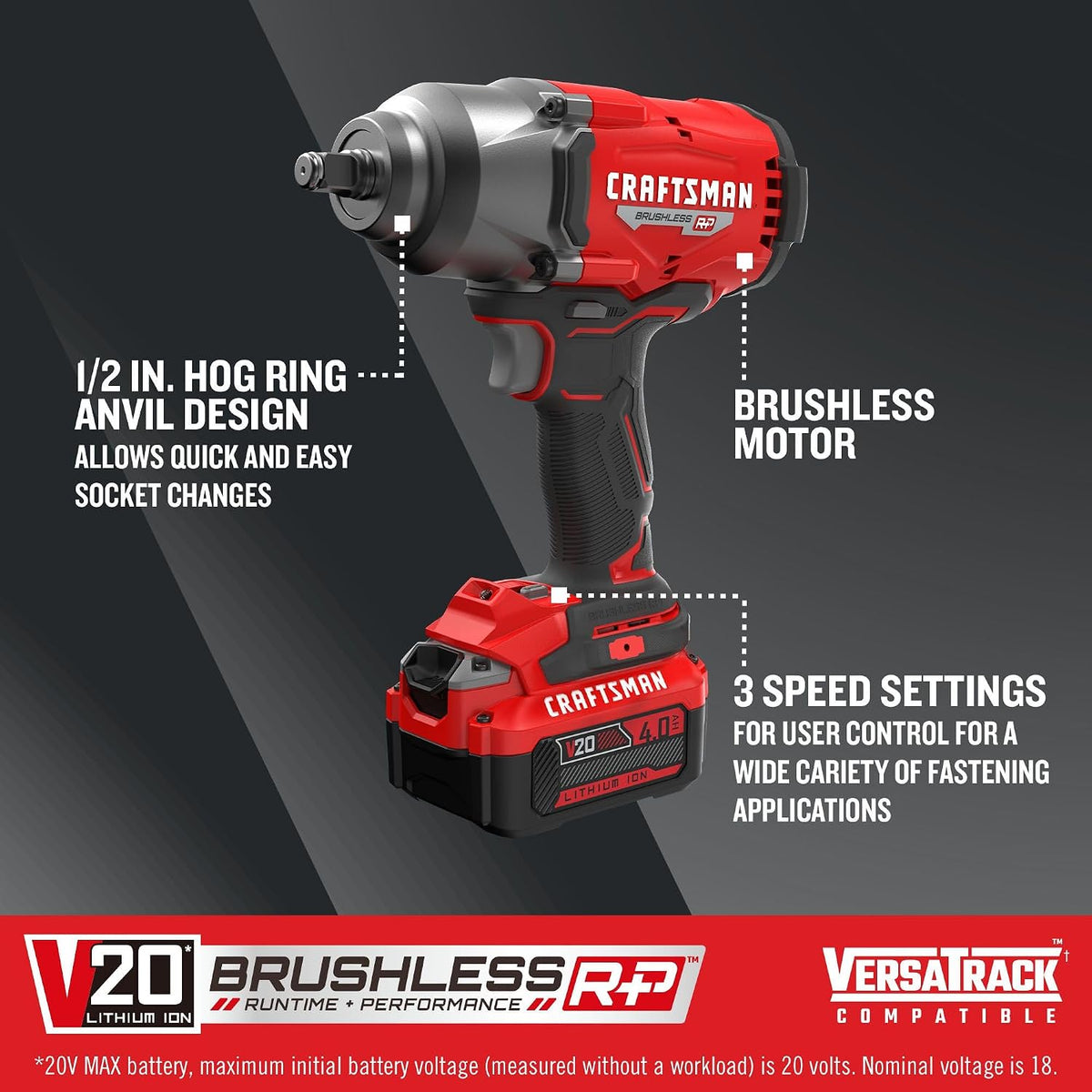 CRAFTSMAN V20 RP - Llave de impacto inalámbrica, batería y cargador