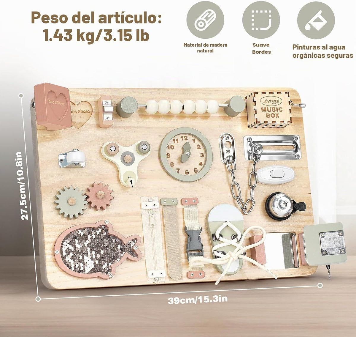 Joyreal Tablero grande de madera con soporte plegable para niños pequeños