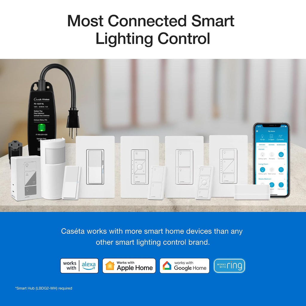 Lutron Paddle Pico Remote para atenuadores/interruptores Caseta Smart