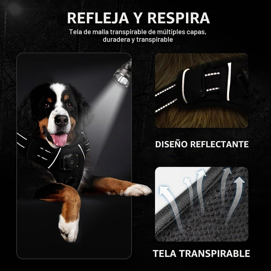 Arnés para perro con soporte AirTag 100% impermeable, chaleco para perro