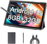 Tableta de 10 pulgadas Android 15 con funda, 6GB RAM+32GB ROM+1024G...