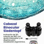 AmScope Serie B120 Microscopio compuesto binocular LED para estudiantes y profesionales - aumento 40X-2500X - Incluye cámara USB de 5MP y cabezal Siedentopf