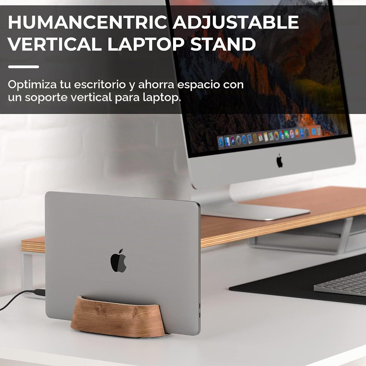 HumanCentric Soporte vertical para laptop en madera de nogal negro,...