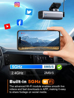 Cámara de tablero 4K frontal, WiFi de 5 GHz, tarjeta de 32 GB incluida, cámara de salpicadero mini