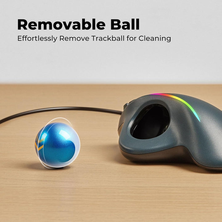PORLEI Ratón de Bola con Cable con Iluminación RGB, Control Ergonóm...