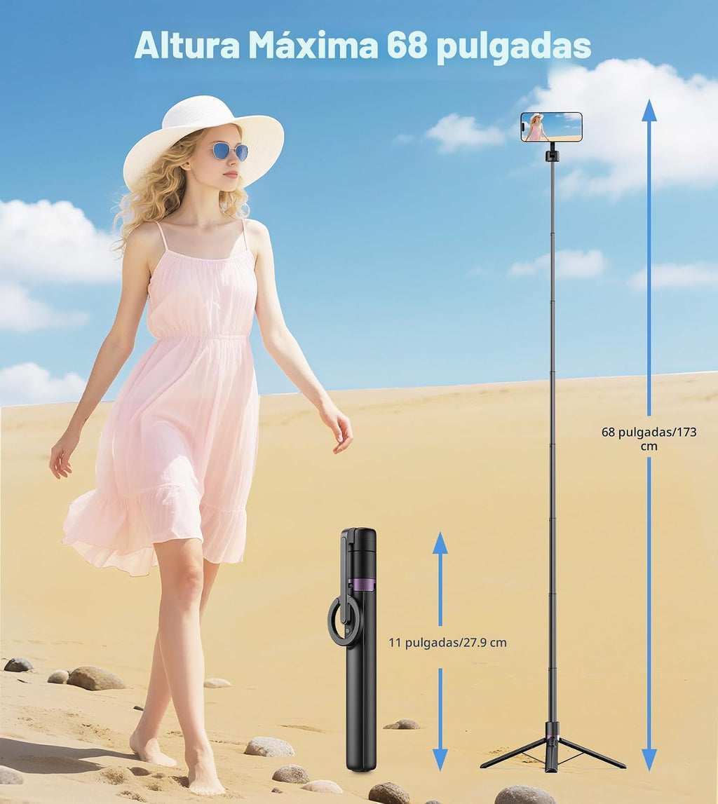 TONEOF 68" magnético aluminio teléfono trípode selfie palo para iPhone y