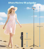 TONEOF 68" magnético aluminio teléfono trípode selfie palo para iPhone y