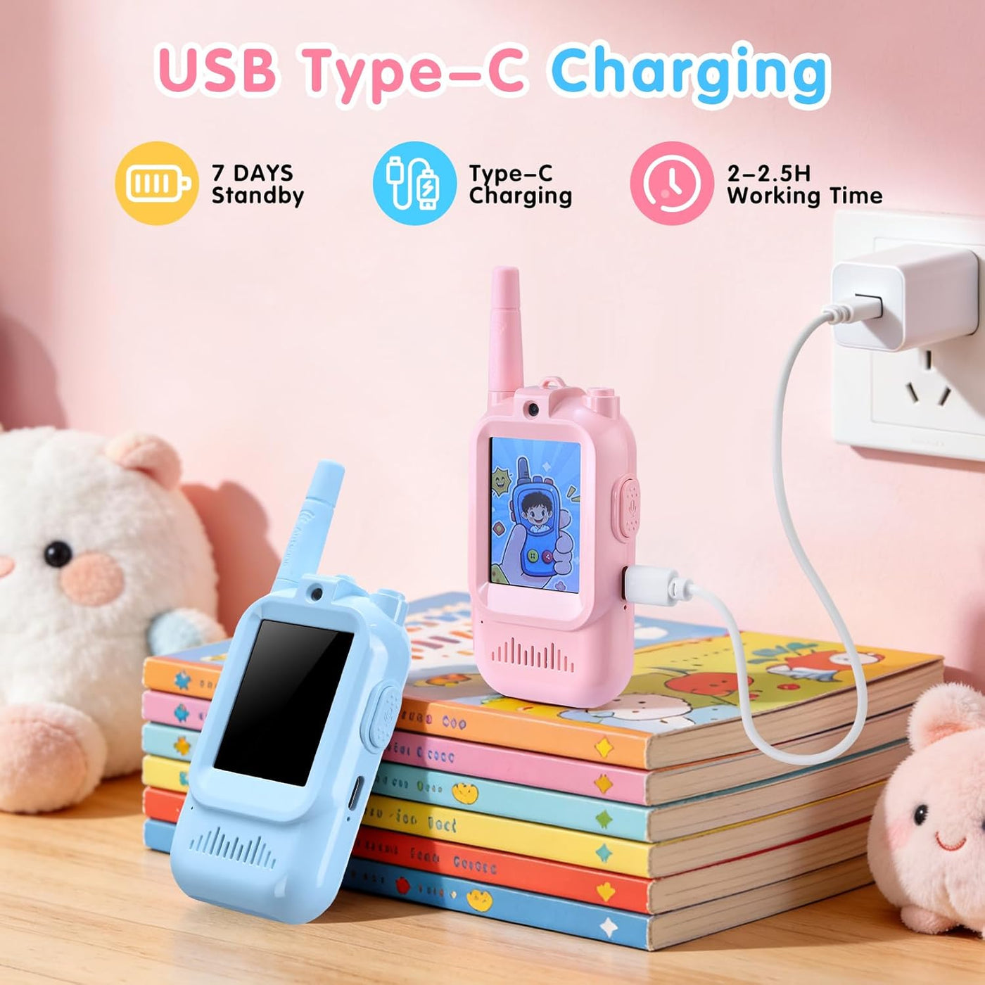 Walkie Talkies de video para niños paquete de 2 walkie