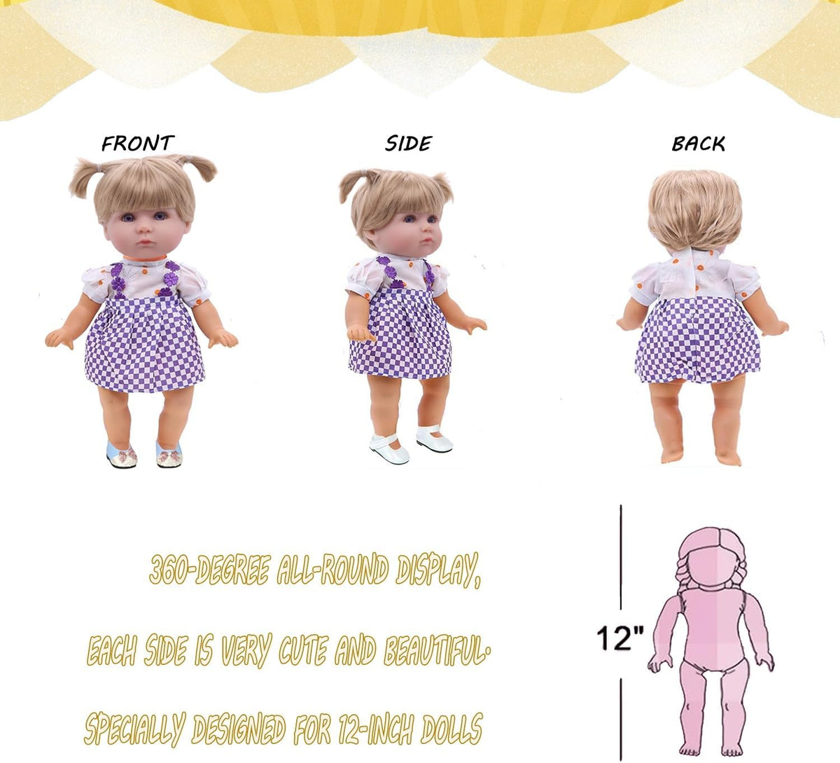 Ropa de muñeca YAYYAY para muñeca de 12 pulgadas - con accesorio de ropa interior con pezón en plato para la cena, también compatible con muñecas de 11''-12''