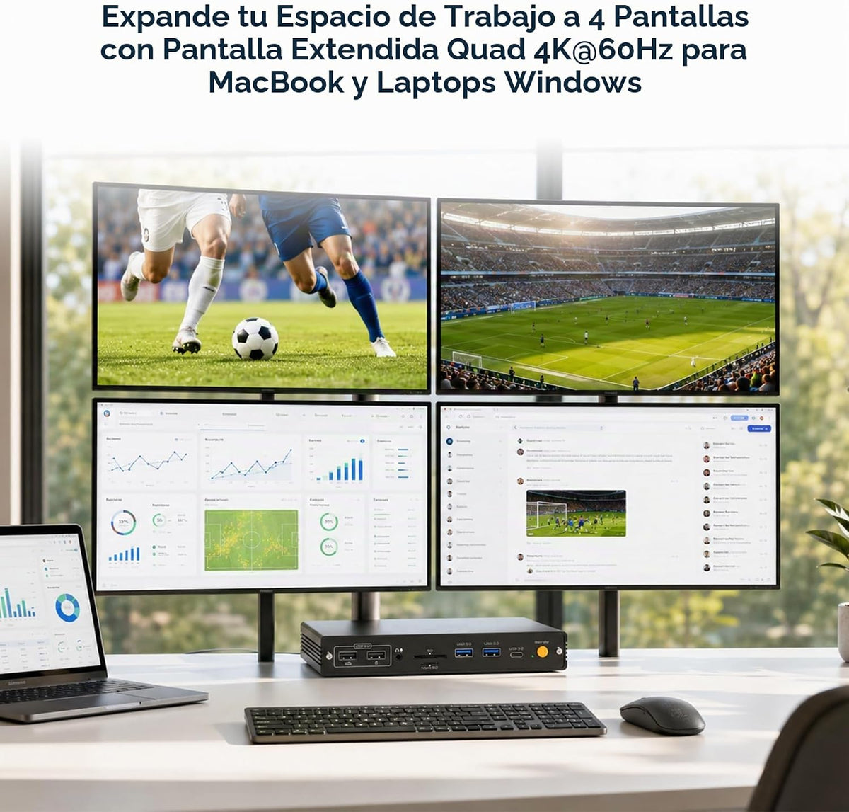 Estación de acoplamiento DisplayLink 4 monitores, estación de acoplamiento
