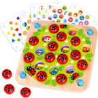 Nene Toys Juego de Memoria del Jardín de la Mariquita – Juegos de Emparejar de Madera para Niños Pequeños de 3-5 – Juguete de Viaje para Niños y Niñas, Elementos Esenciales para Viajes por Carretera