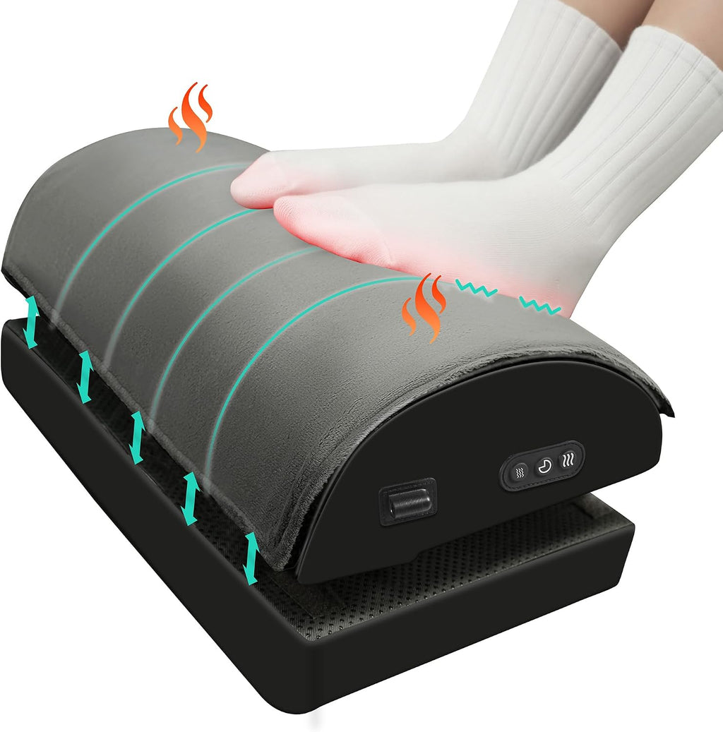 Lámpara Snailax Reposapiés Bajo el Escritorio para el Trabajo, Reposapiés Calefactado Bajo el Escritorio con Altura Ajustable de Doble Capa, Calentador de Pies con Masaje de Vibración, Reposapiés Ergonómico