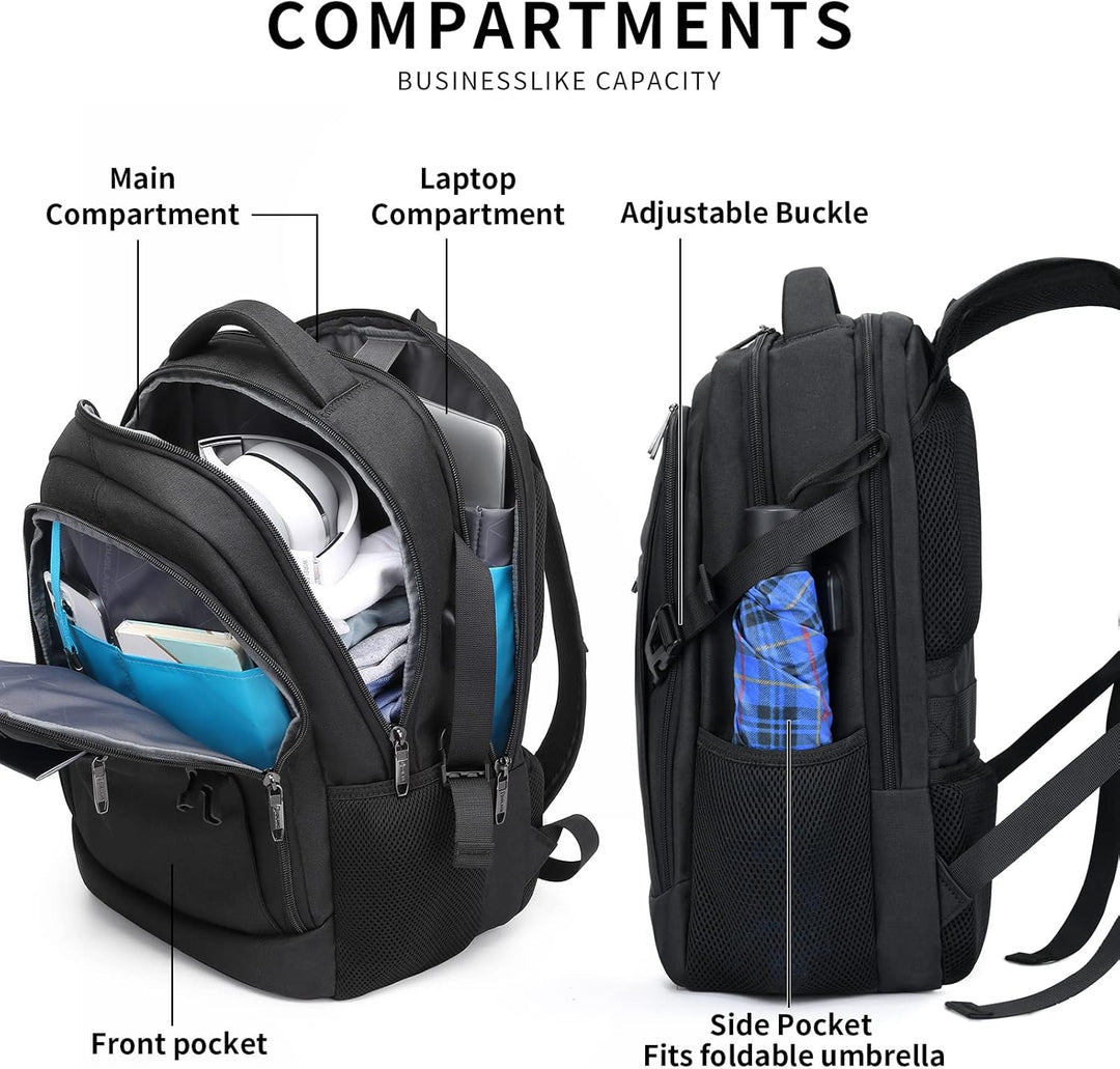 DUSLANG Mochila antirrobo para laptop, negra, funda para portátil d...