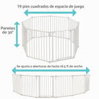 Toddleroo by North States - Patio de juegos 3 en 1 de metal Superyard para bebé: corral de 8 paneles, puerta o valla extra ancha - Cierra hasta 19 pies cuadrados - 30 pulgadas de alto - Taupe