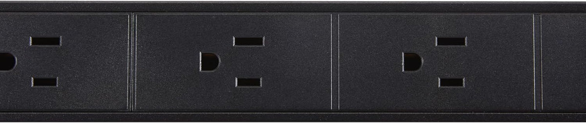 Amazon Basics Regleta protectora de sobretensiones, 9 tomacorrientes, resistente, metal, 600 julios, cable de extensión de 6 pies, montable, amplio espaciado, negro