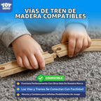 TOY Life Wooden Train Set con Crane, 81-Pc Track, Boys 3-8