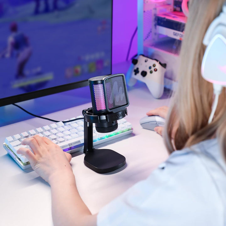 MAONO Micrófono USB para juegos para PC, micrófono condensador con...