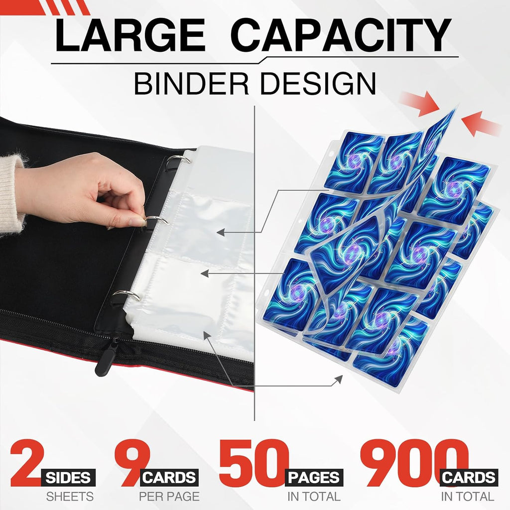 Carpeta de 9 bolsillos para tarjetas coleccionables, álbum con