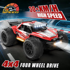 Auto de control remoto, 4WD de alta velocidad 30+KPH RC Cars para niños de 8 a 12 años, 2.4 GHz, camión RC Monster Truck 1:18 con 2 baterías recargables y luces LED, regalos de cumpleaños para