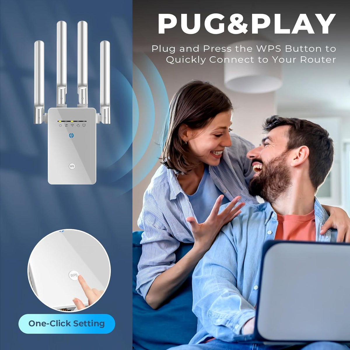 Amplificador de señal con extensor WiFi 6 veces más rápido
