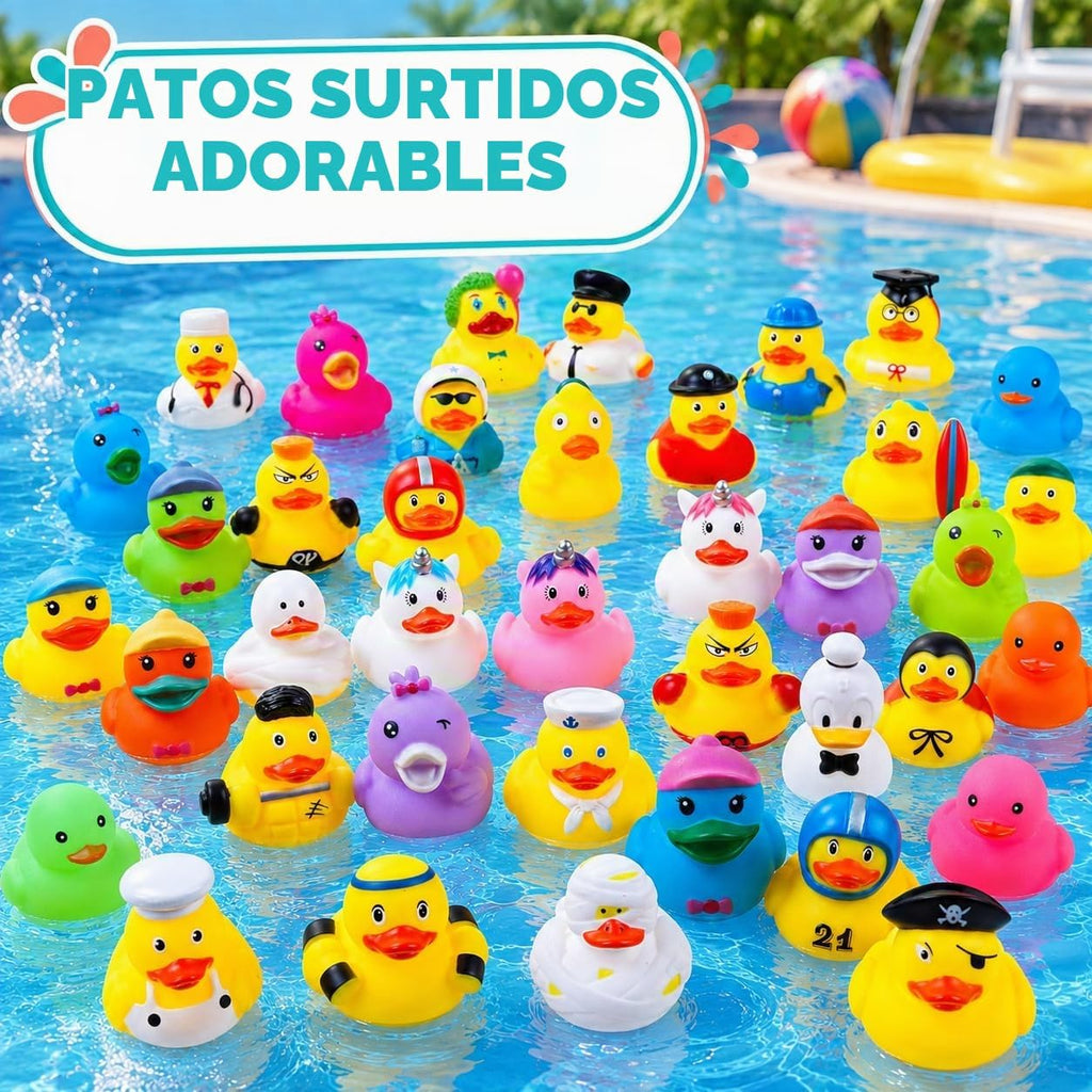100Pcs Patitos de Goma, Mix Aleatorio en Lote de Patitos de 2 Pulgadas Mini Patitos de Goma para Bañera de Niños, Juguetes de Baño para Niños, Regalos de Cumpleaños, Utensilios para Fiesta