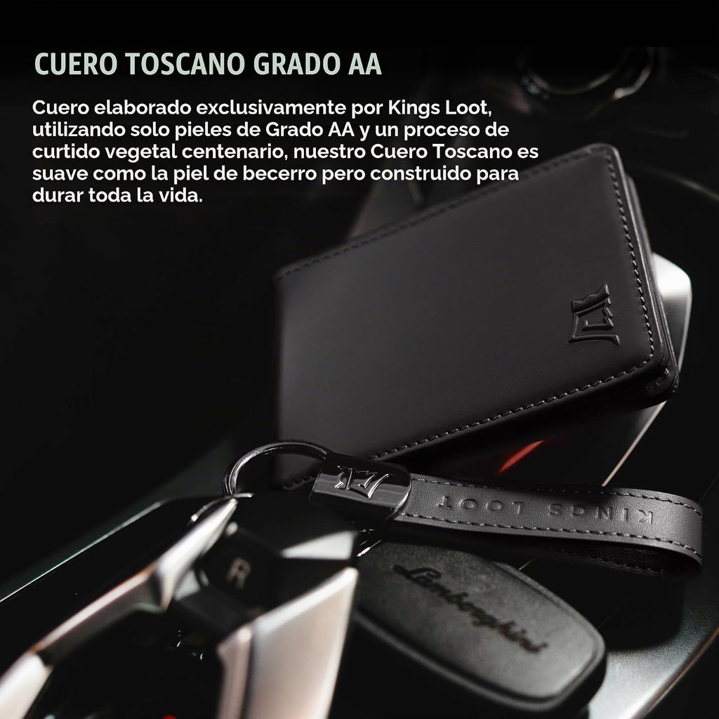 Kings Loot Cartera para hombre, bloqueo RFID, bolsillo para efectivo, negro