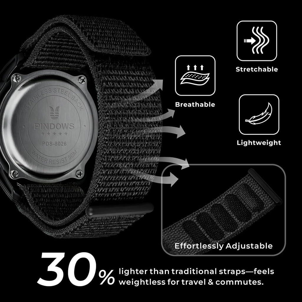 PINDOWS Reloj deportivo digital para hombre, reloj de pulsera táctico militar de cara grande para hombres, resistente al agua hasta 164.0 ft, retroiluminación LED, alarma, cronómetro, reloj resistente