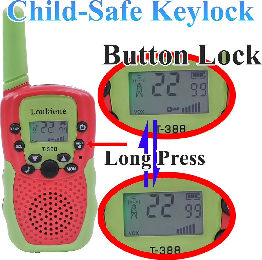 LOUKIENE Walkie Talkies para niños de 22 canales de radio de 2 vías...