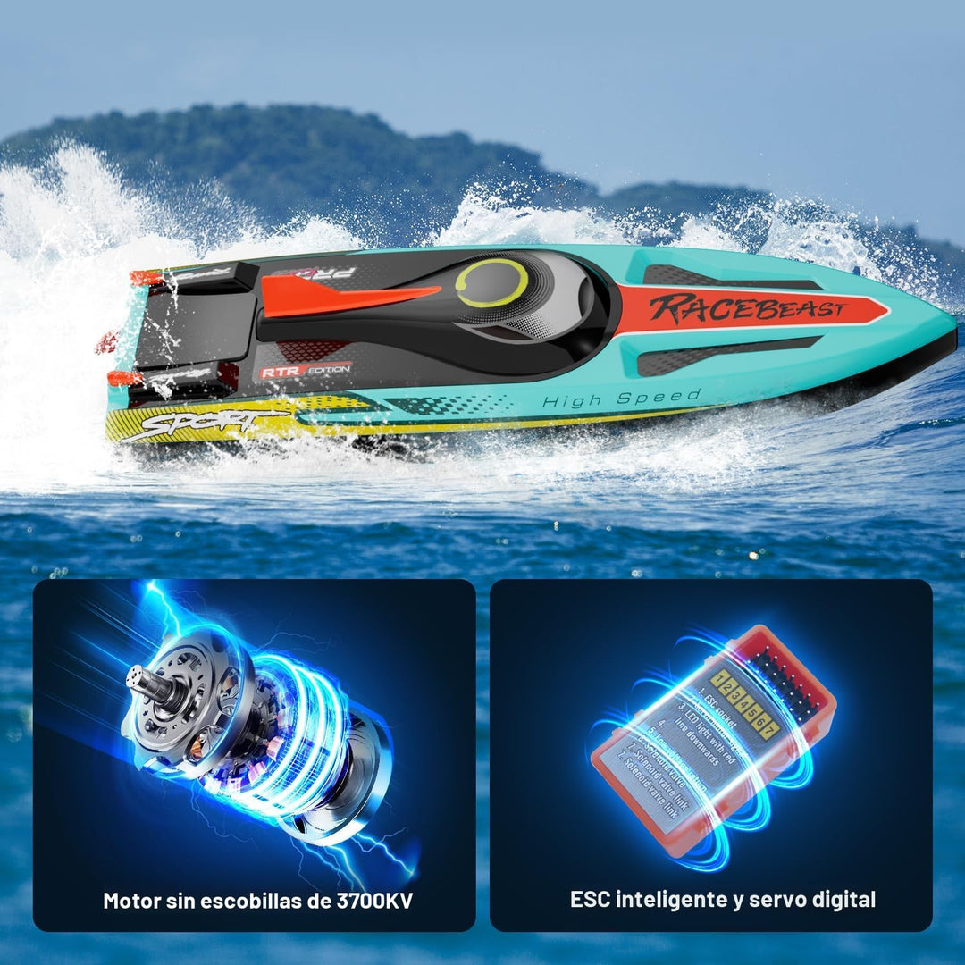 TOPCHOIC Barco a control remoto sin escobillas de 40+MPH, barcos de...