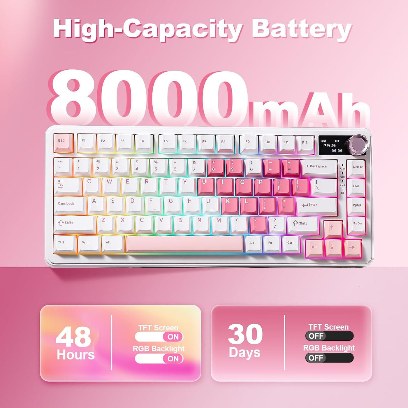 YUNZII Teclado mecánico B75 PRO MAX 75% (corazón blanco, interrupto...