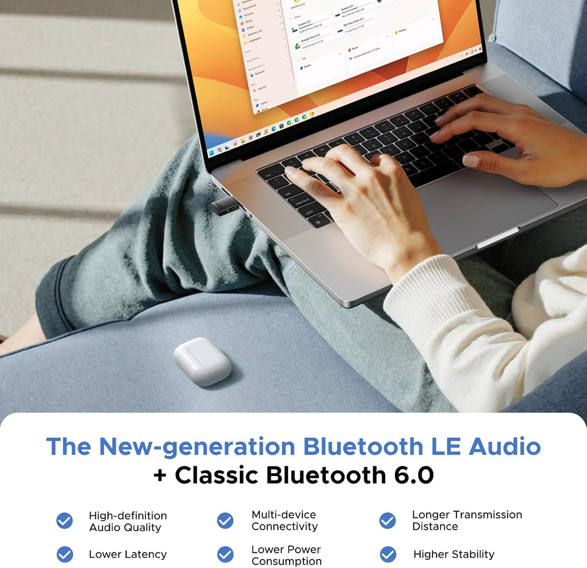 UGREEN Adaptador Bluetooth USB-C para PS5 / PC con LE Audio, aptX Adaptive