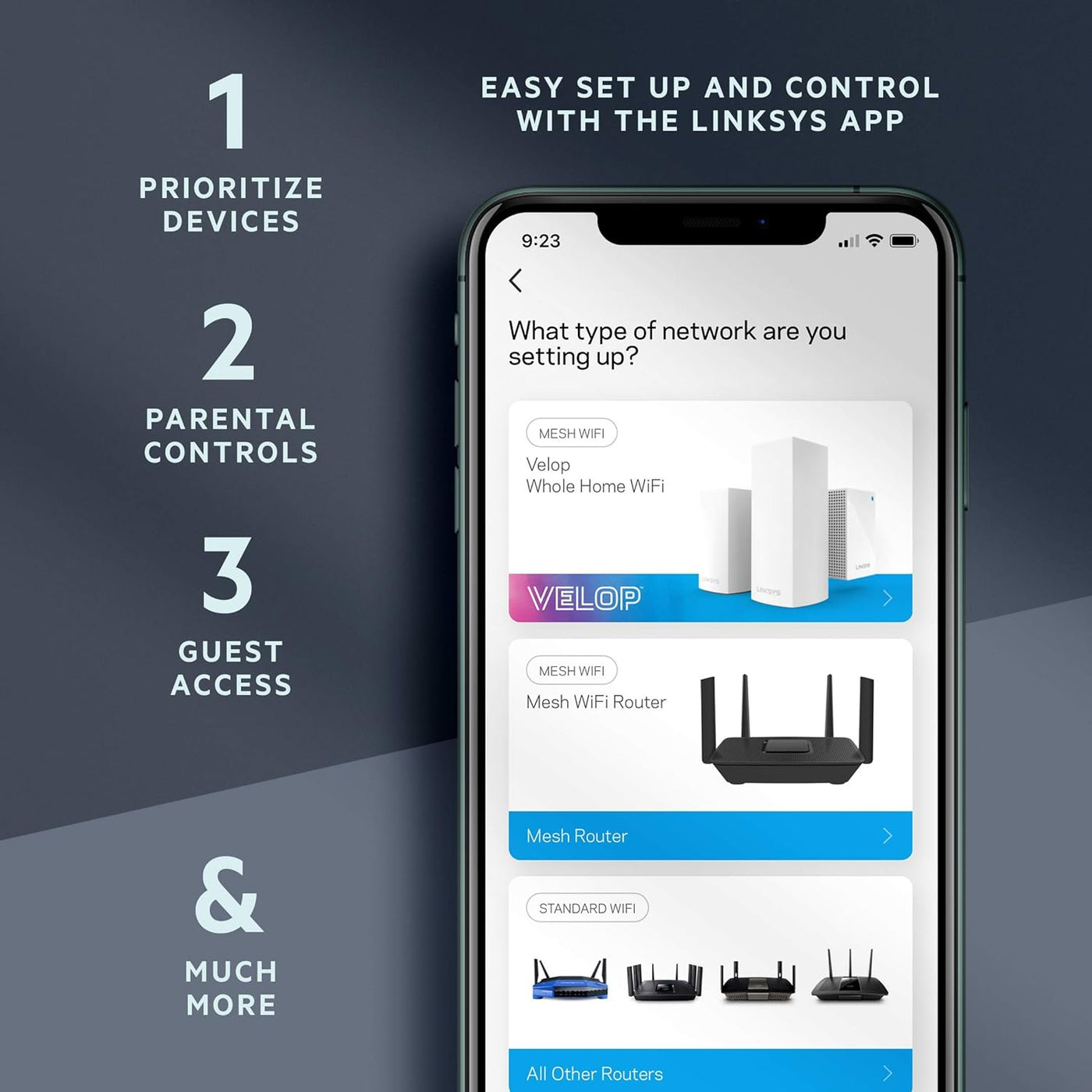 Linksys Router Mesh Wifi 6, doble banda, cobertura de 3000 pies cua...