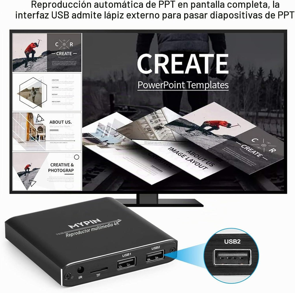 Reproductor multimedia 4K@30hz con control remoto, HDMI hasta 7.1 sonido