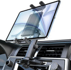 Soporte para tablet de automóvil, ranura para CD, brazo ajustable en altura, soporte para tableta para reproductor de CD de automóvil, abrazadera universal de CD para iPad Pro Air Mini, Galaxy Tabs/Z Fold/Z Flip, iPhone, más dispositivos de 4-12.9