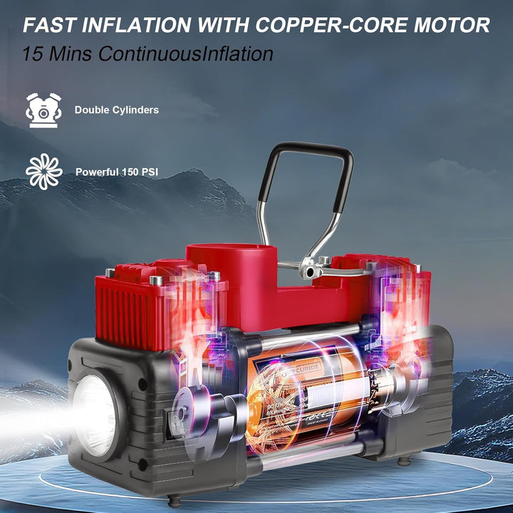 Vehicraft Compresor de aire portátil con inflador de neumáticos roj...