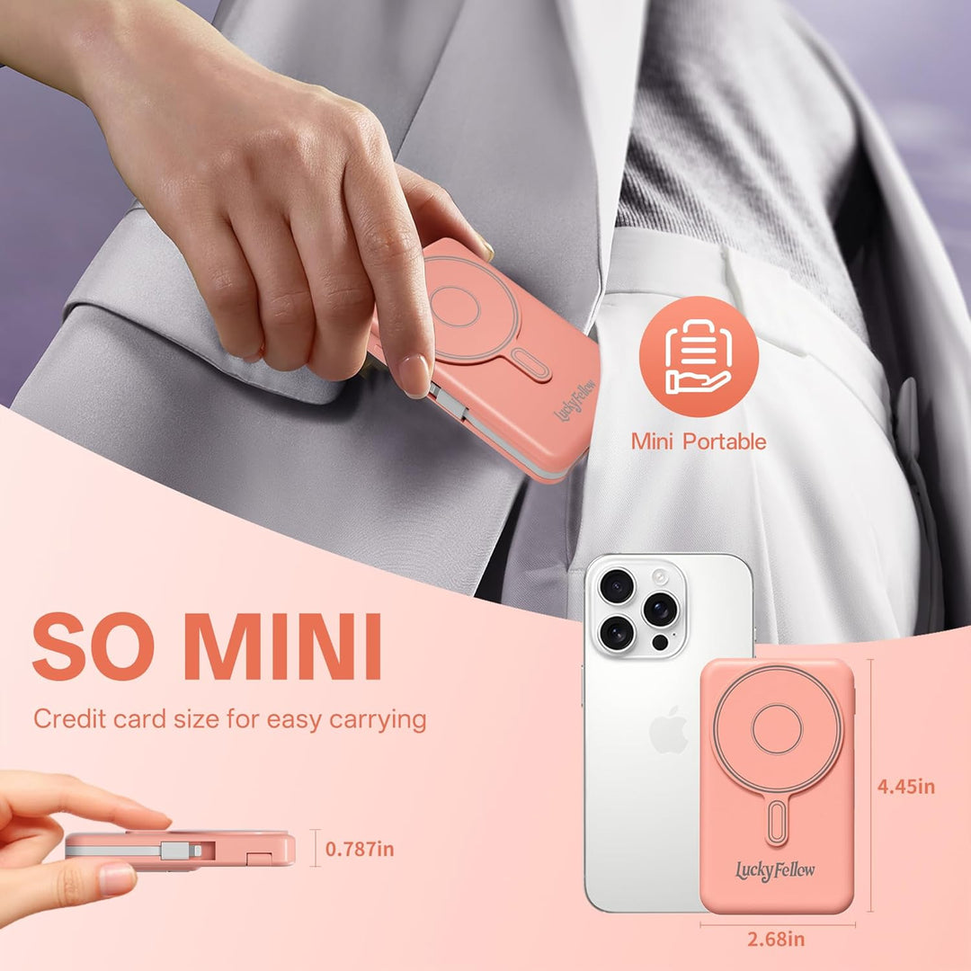 LUCKYFELLOW Cargador portátil magnético de 10000 mAh, cables integr...