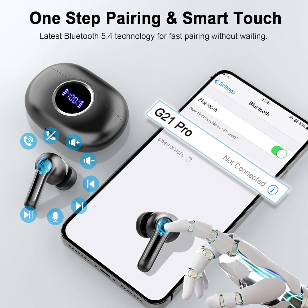 Auriculares inalámbricos, 2026 Bass-3.0 Bluetooth 5.4 auriculares e...