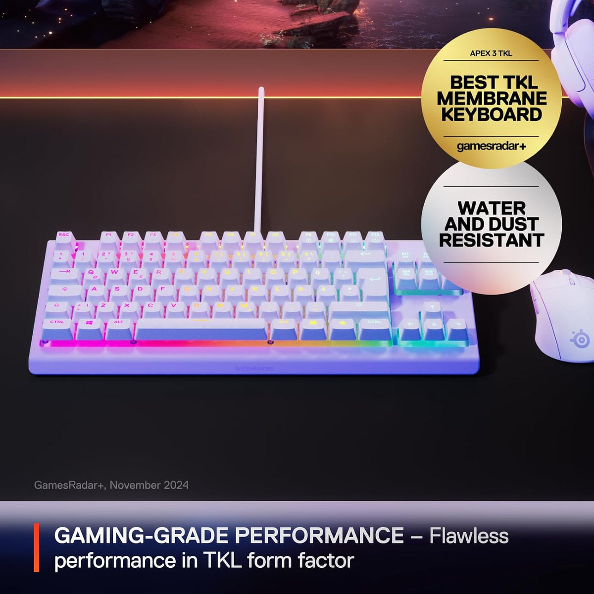 Teclado para juegos SteelSeries Apex 3 TKL Lavender RGB \u2014 Fact...