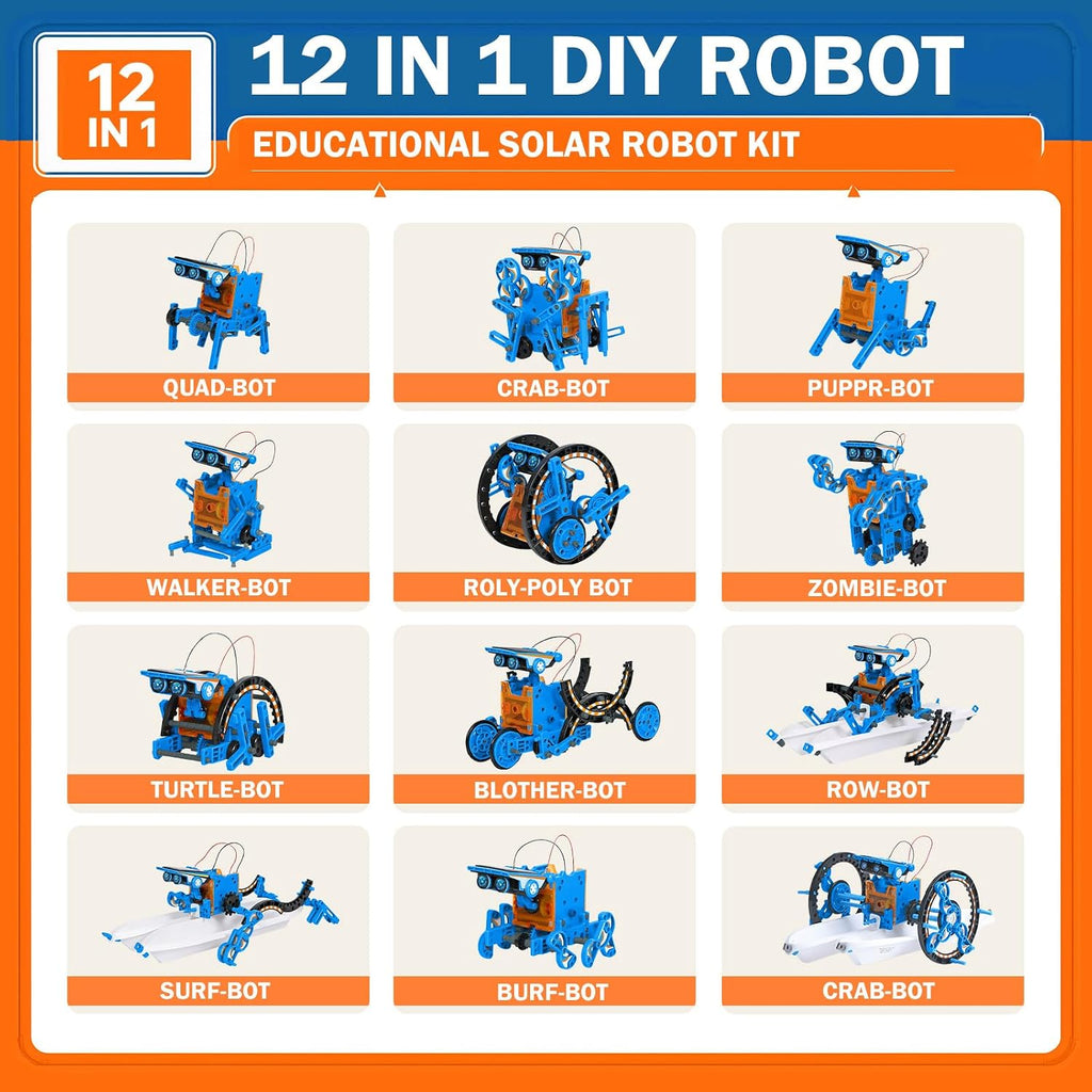 AESGOGO Kits de robot de energía solar STEM 12 en 1, juguetes para niños de 8 a 13 años, kit de construcción de robot educativo científico para niños, juego de experimentos de bricolaje, regalos de cumpleaños para niños de 8, 9, 10, 11, 12 años, niños y