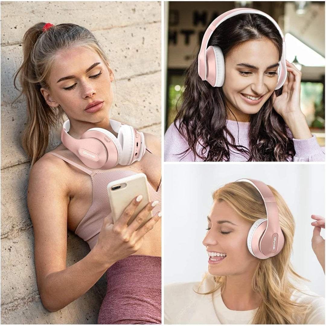 Glynzak Auriculares inalámbricos Bluetooth sobre la oreja 65 horas...