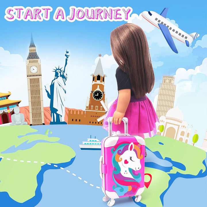 HAPGFS American - Juego de accesorios de viaje para muñecas de 18 p...